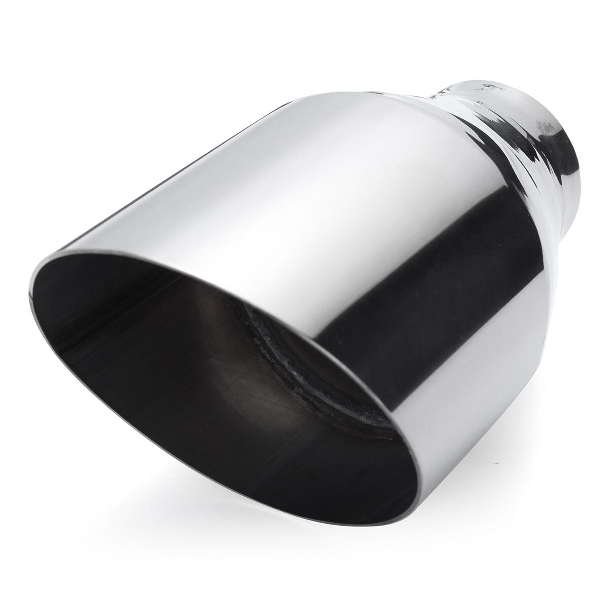 57mm Inlet 101mm Outlet Universal Car Exhaust Tip Exhaust Pipe Muffler Dual Wall Rear Tail Tube Stainless Steel