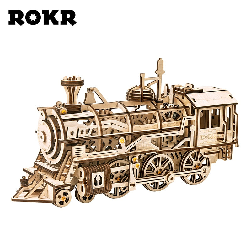 Robotime ROKR DIY 3D Wooden Puzzle Mechanical Gear Drive Model Building Kit Toys Gift for Children Adult Teens