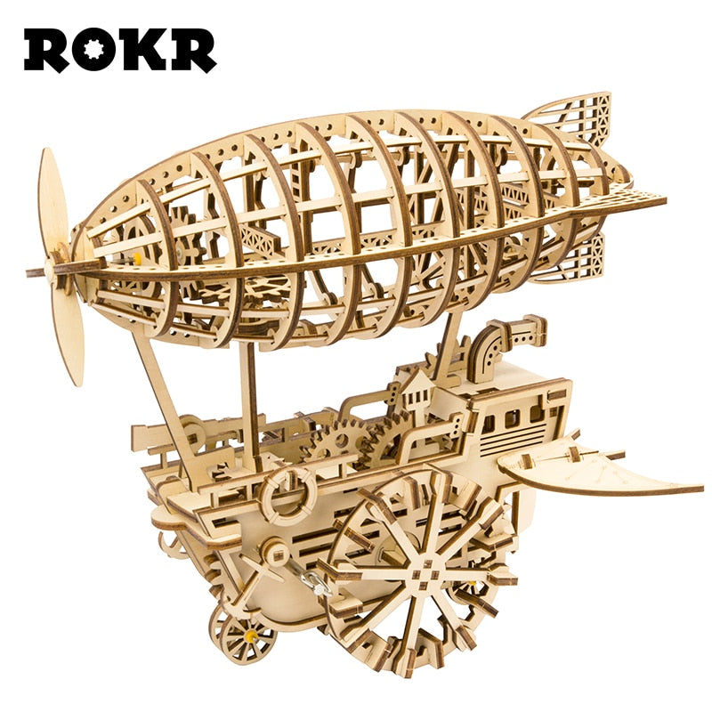 Robotime ROKR DIY 3D Wooden Puzzle Mechanical Gear Drive Model Building Kit Toys Gift for Children Adult Teens