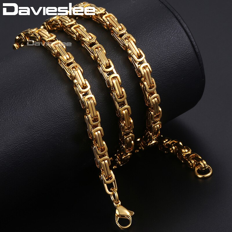 Byzantine Chain Necklace For Men Women Stainless Steel Mens Necklace Chain Dropshipping Wholesale Jewelry 20-24inch 5/7mm DKN203