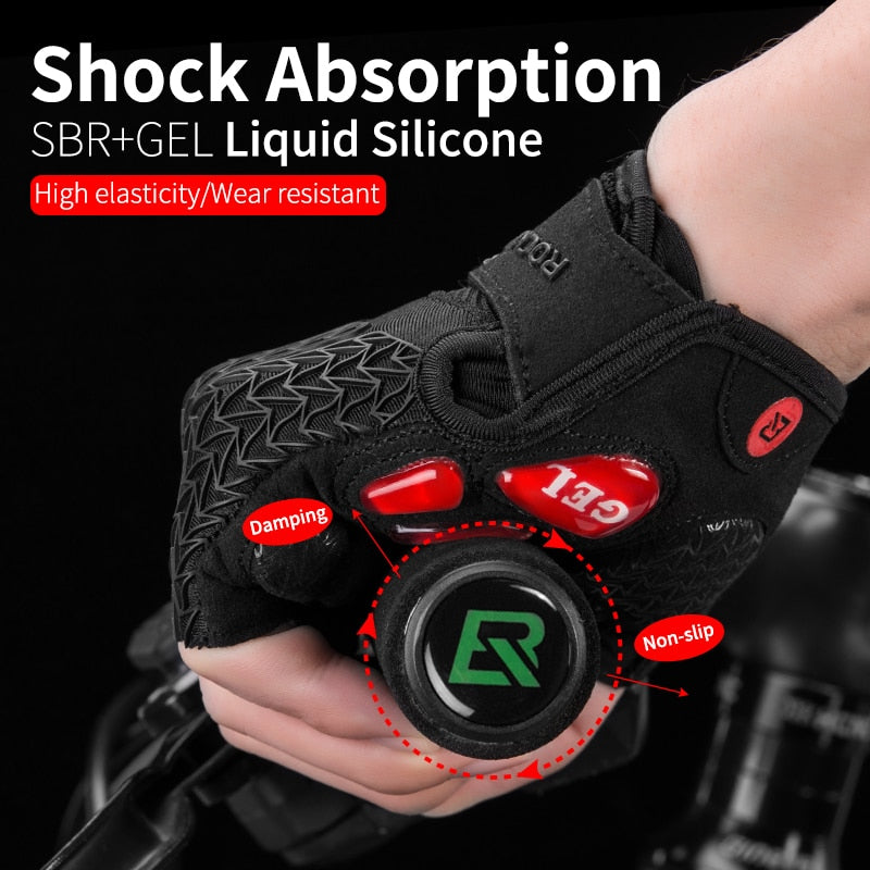 ROCKBROS Touch Screen Cycling Bike Gloves Autumn Spring MTB Bike Bicycle Gloves GEL Pad Shockproof Half Finger Mittens Gloves