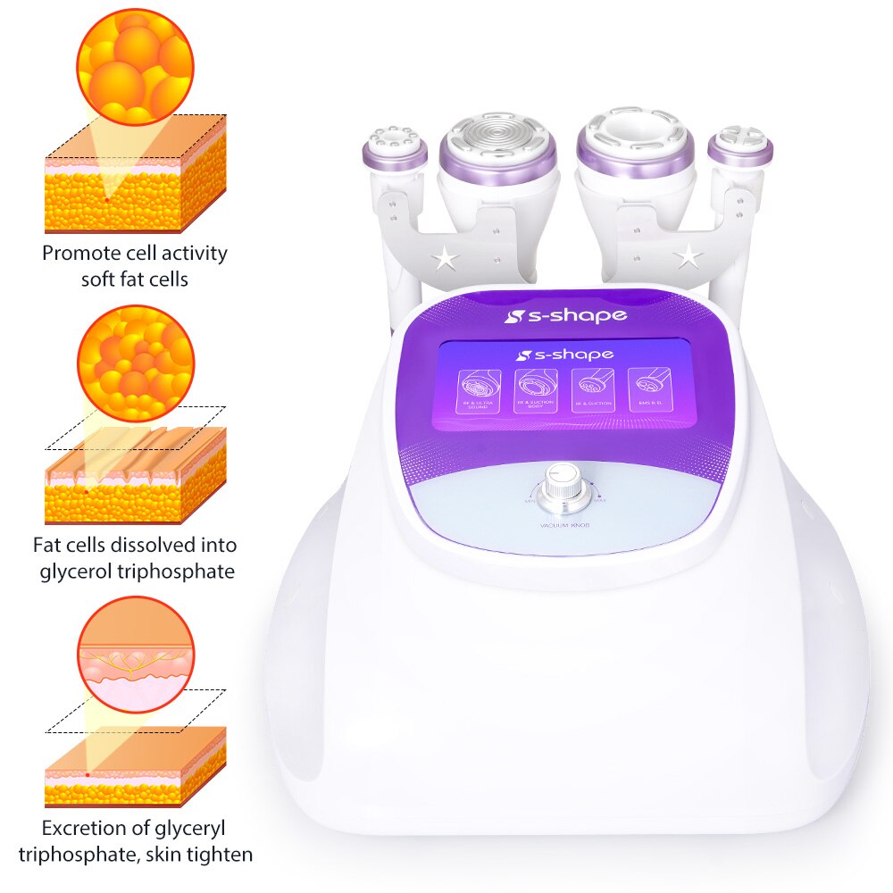 S Shape Professional 30K Cavitation Machine RF EMS&amp;EL Face Lifting Radio Frequency Electric Body Slimming Massager