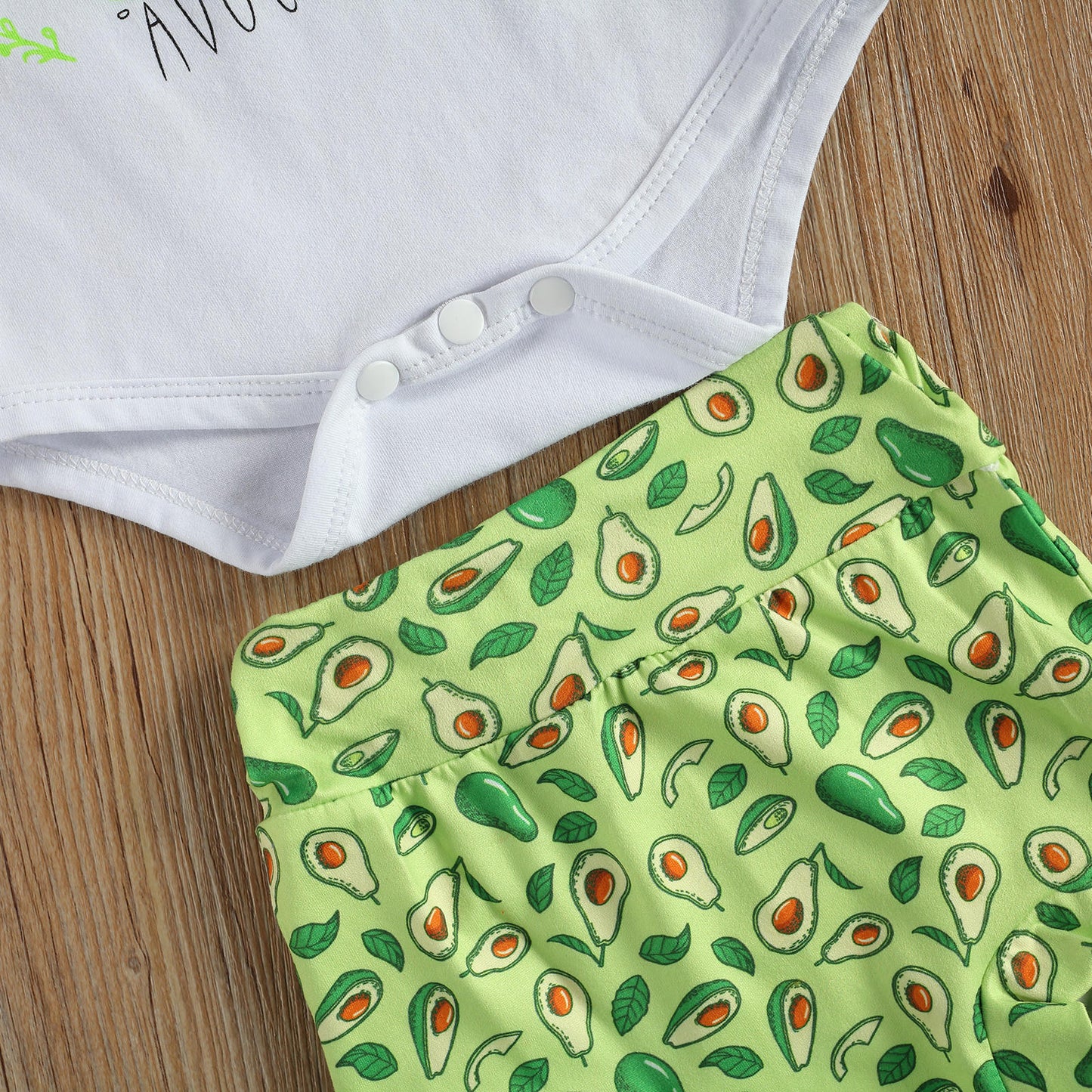 lioraitiin 0-18M Infant Baby Girl Romper Tops Pants Suit Avocado Printed Pattern Short Sleeve Shirt Loose Summer Shorts