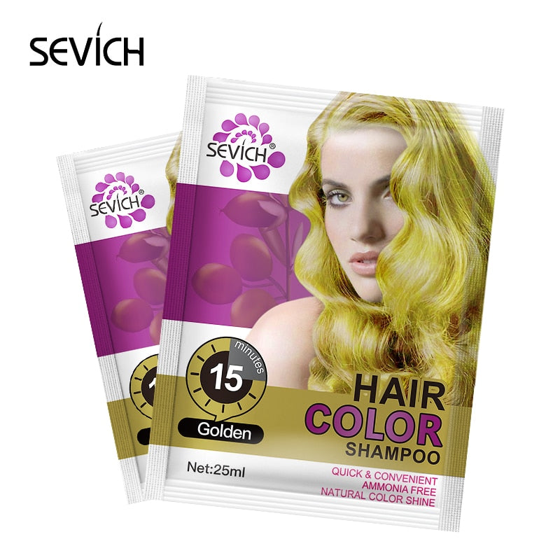 Sevich 5pcs/Lot Instant Black Hair Shampoo Hair Dye Cream Make Grey and White Cover-up Hair Color Darkening Shinny in 5 Minutes