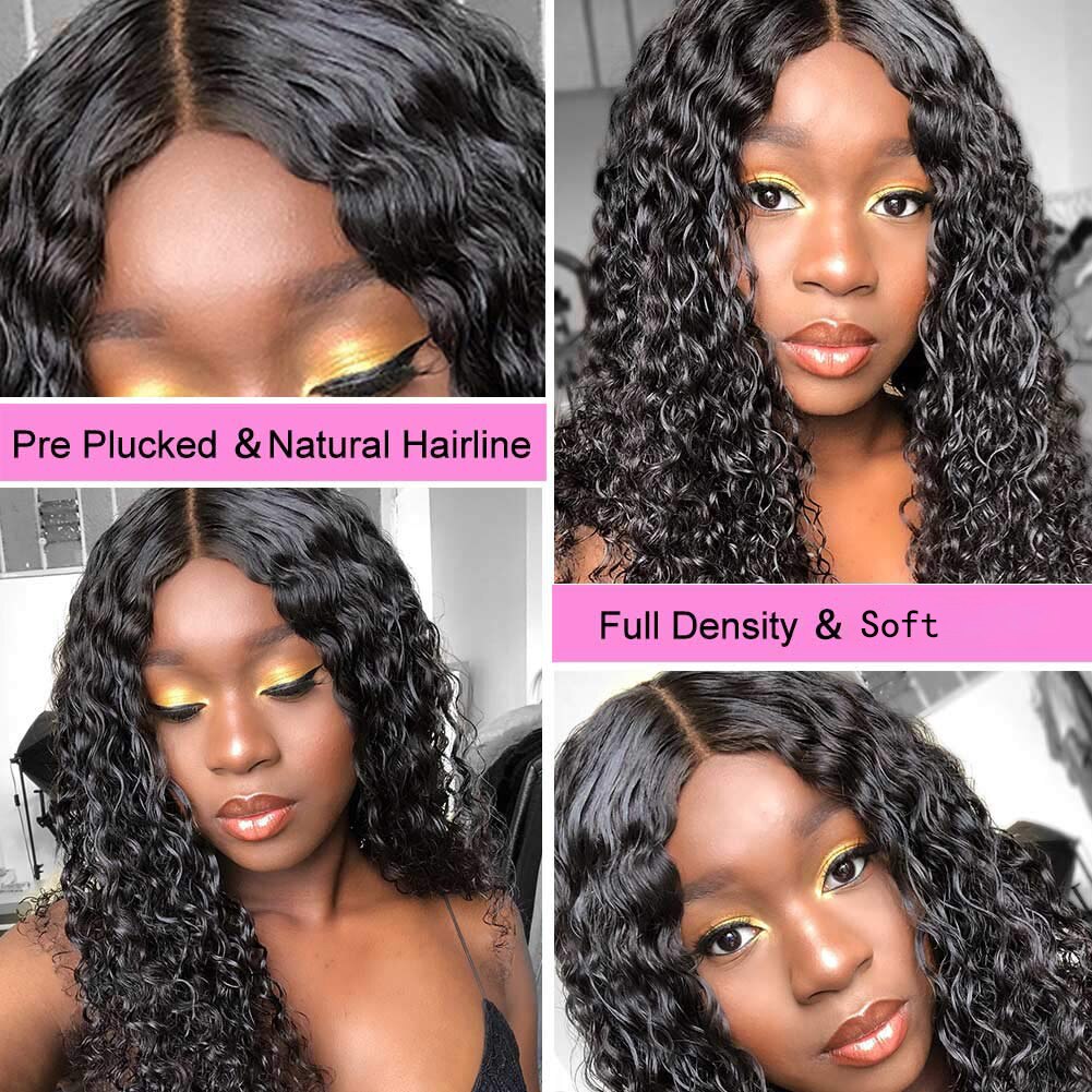 Water Wave 13x4 Transparent Lace Frontal Wigs Pre Plucked Peruvian Lace Closure Wigs For Women Curly Lace Front Human Hair Wig