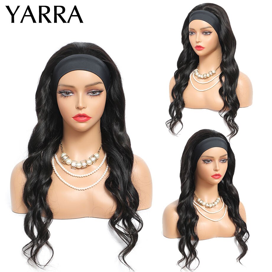 Brazilian Body Wave Headband Wig Human Hair Body Wave Headband Scarf Wigs for Women Remy Natural Hair Machine Made 150% Yarra