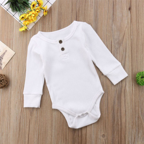 Pudcoco US Stock Newborn Infant Baby Boy Girls Romper Long Sleeve Solid Cotton Jumpsuit Playsuit Clothes Outfits