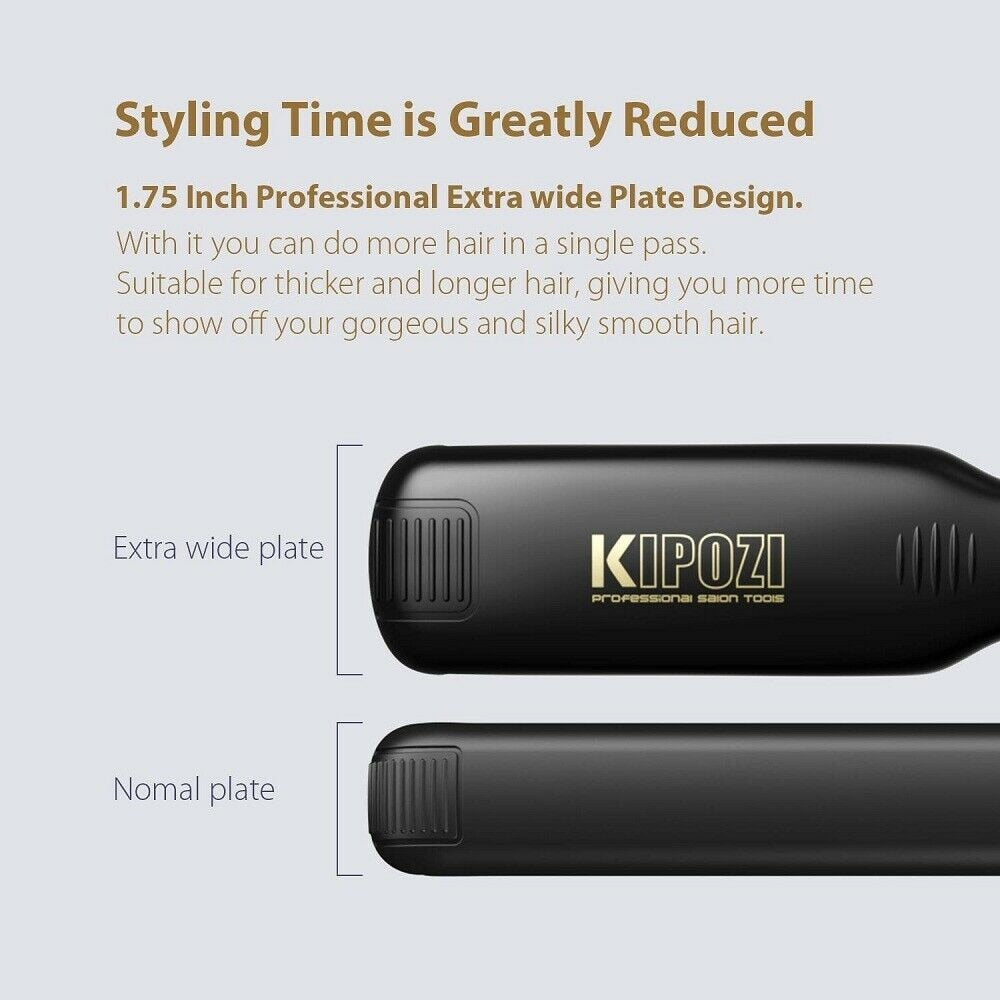 KIPOZI Professional  Hair Straightener and Curling Iron with Digital  LCD Display Titanium Flat Dual  Fast Heating Styling Tool