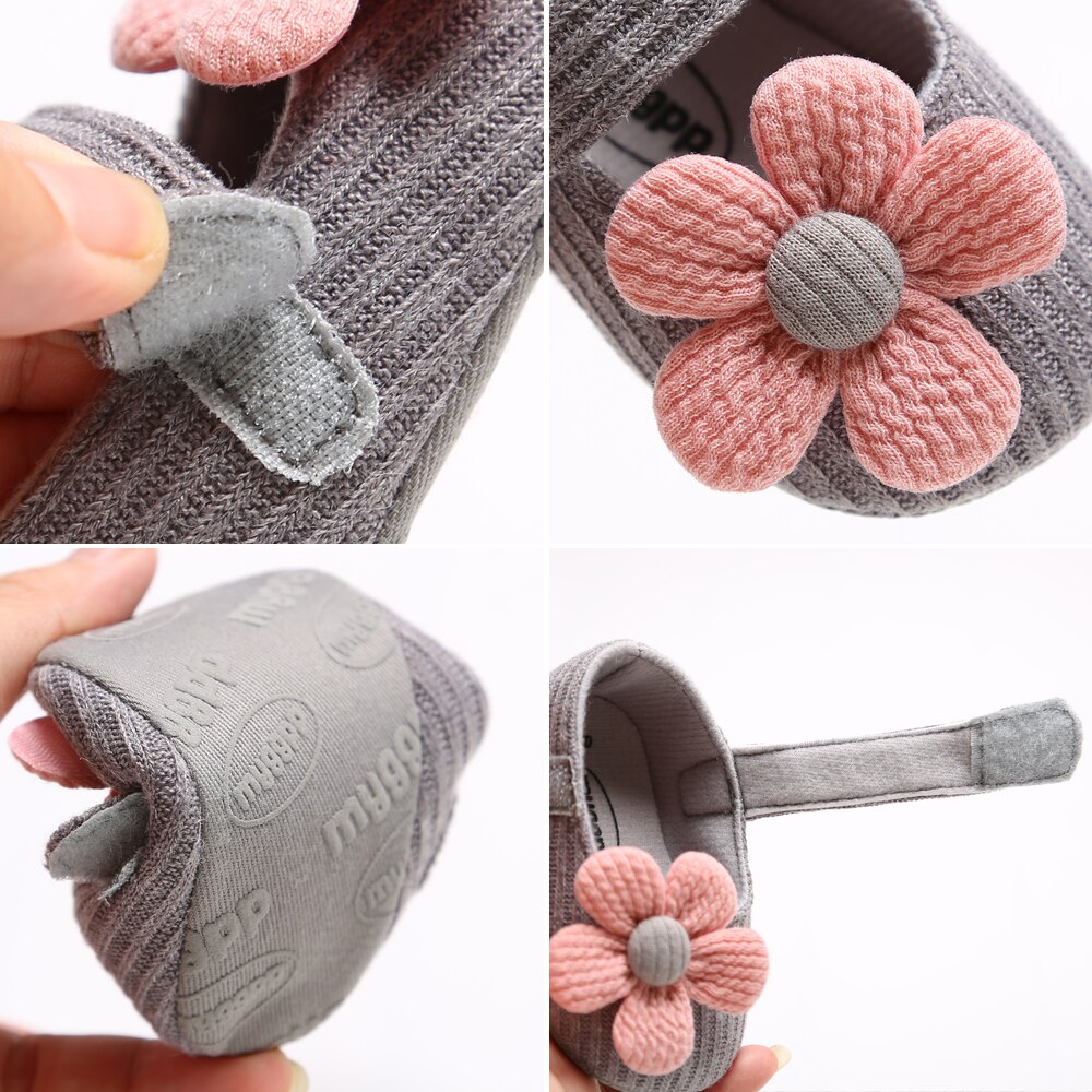 lioraitiin 0-18M Fashion Baby First Walkers  Infant Newborn Baby Girl Soft Sole Crib Shoes Flower Cotton Prewalker Shoes