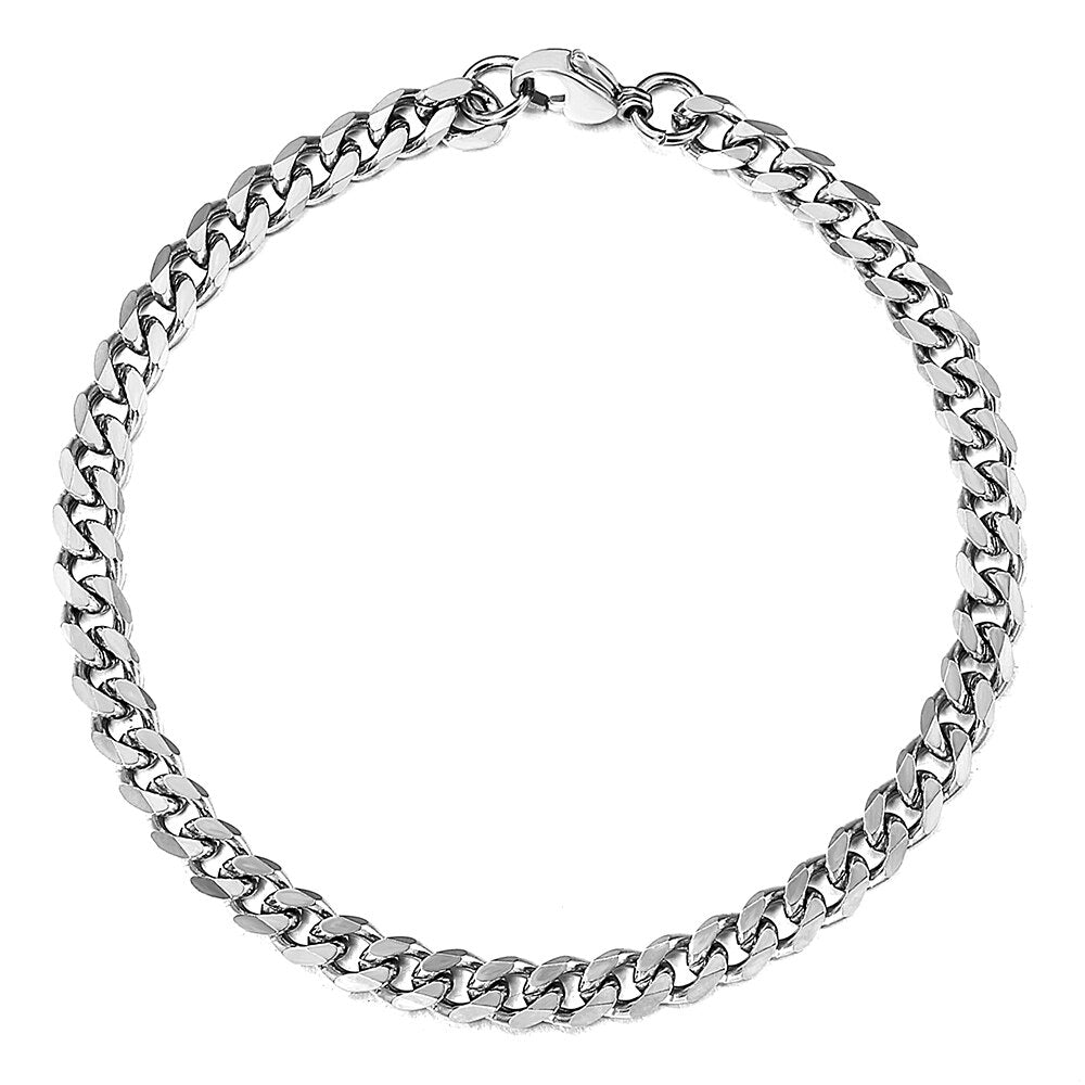 Punk Stainless Steel Bracelets For Men Women Gold Color Silver Color Curb Cuban Link Chain Wristband Miami Jewelry Gifts