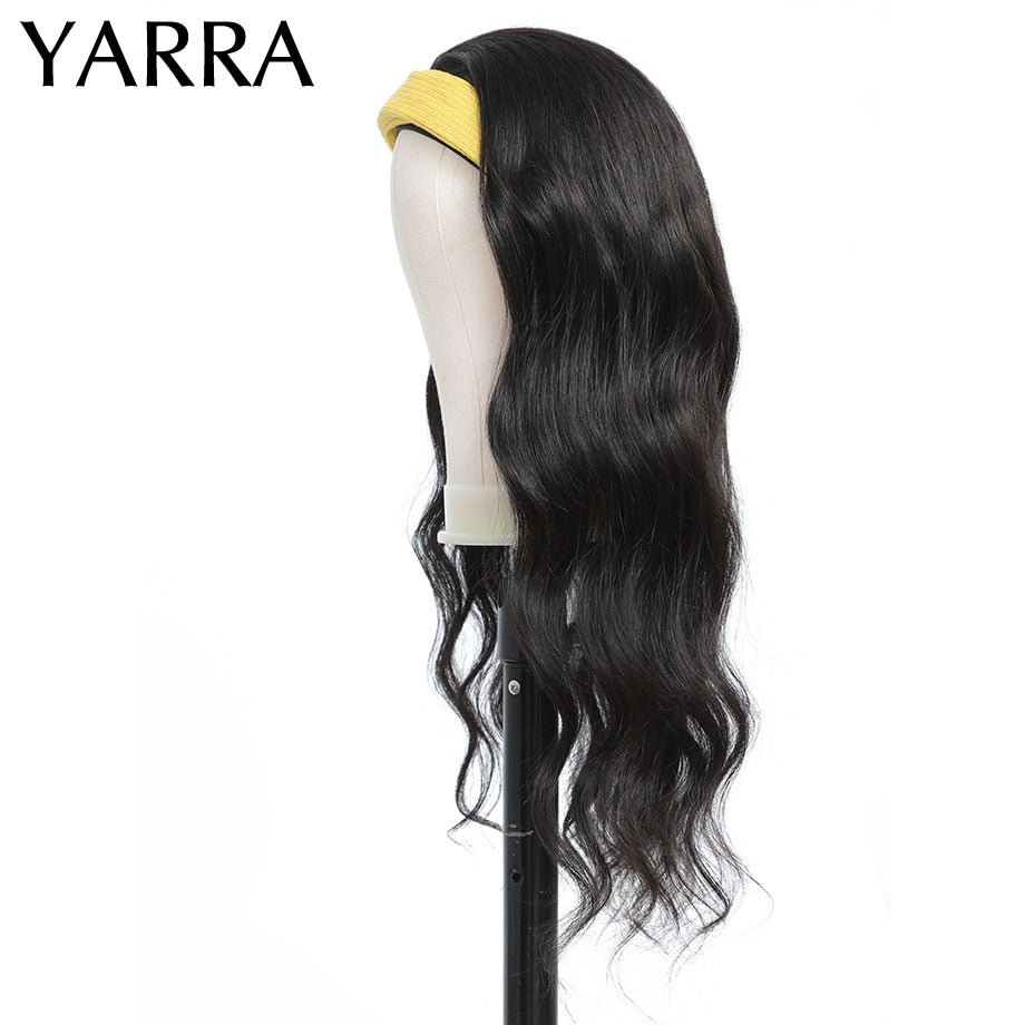 Brazilian Body Wave Headband Wig Human Hair Body Wave Headband Scarf Wigs for Women Remy Natural Hair Machine Made 150% Yarra