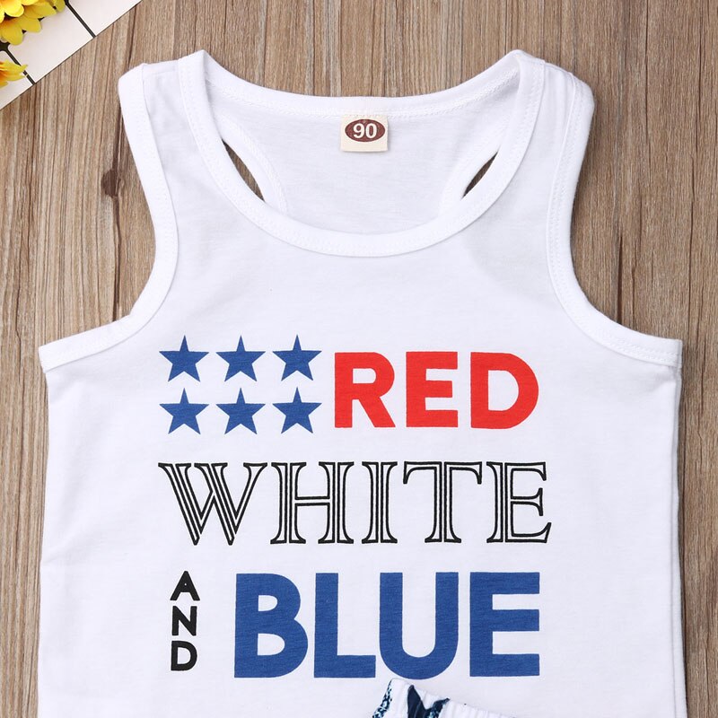 Pudcoco Fast Shipping Independence Day Costume Clothes Kids Baby Boys Clothes Set Sleeveless T-shirt Tops+Pants Outfit Set