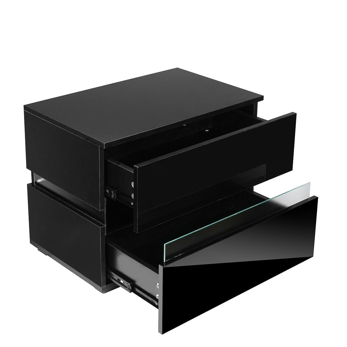 Modern Luxury LED Light Nightstand w/2 Drawers Organizer Storage Cabinet Bedside Table Bedroom Furniture for Night 20 Colors