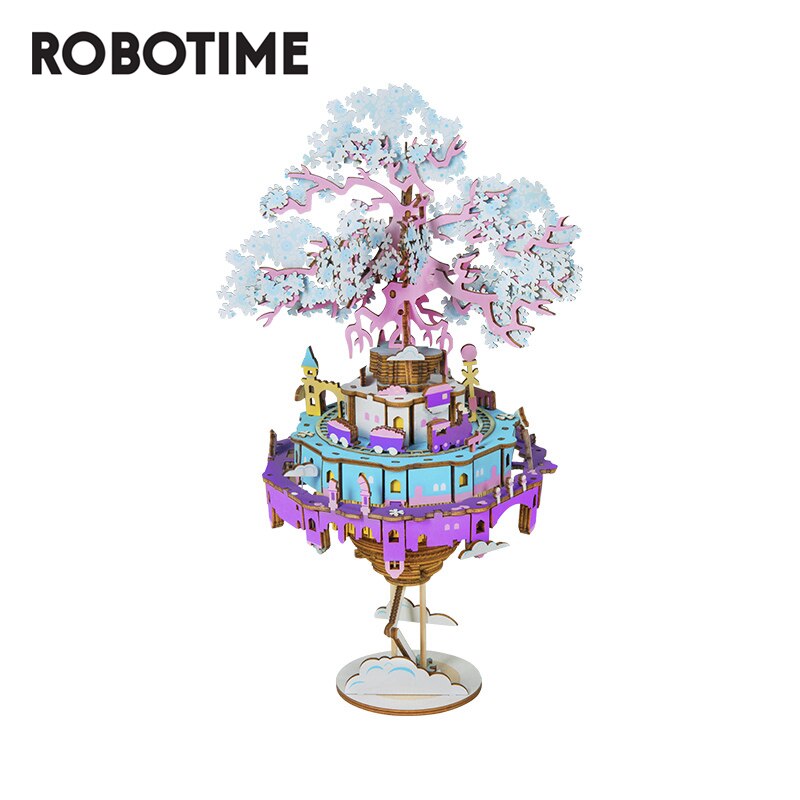 Robotime Holiday Gift 7 Kinds DIY 3D Puzzle Game Assembly Moveable Music Box Toy for Children Adult