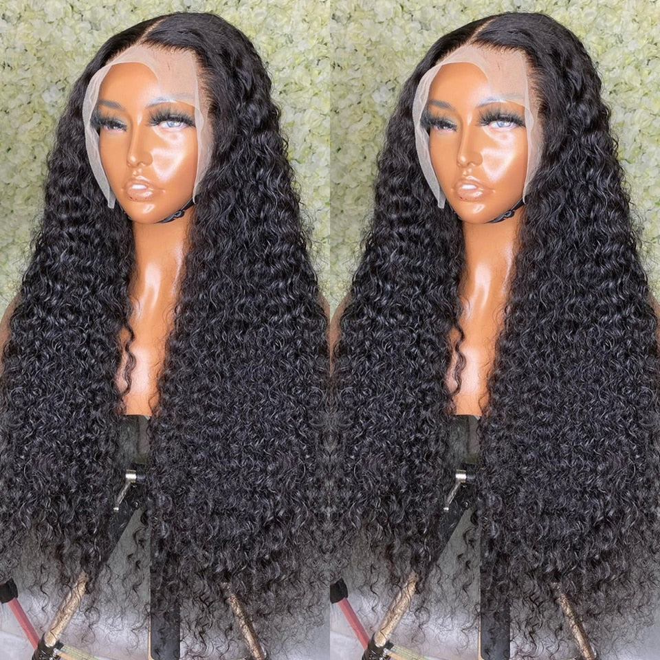 Deep Wave Frontal Wig 30 Inch 180% Density Lace Front Wig HD Transpant Human Hair Wigs For Black Women Brazilian Remy Hair Wigs