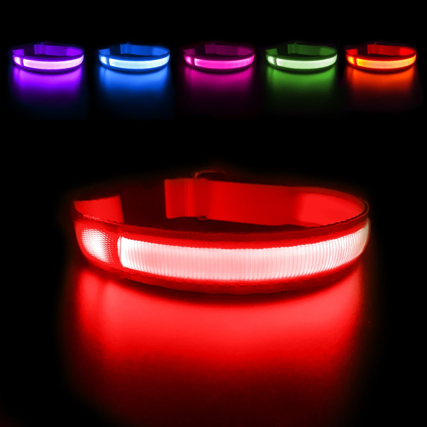 MASBRILL Dog Collar Adjustable Tactical Dogs Collars Pet Luminous Flashing Necklace Pet Led Collar For Small Big Dogs Supplies