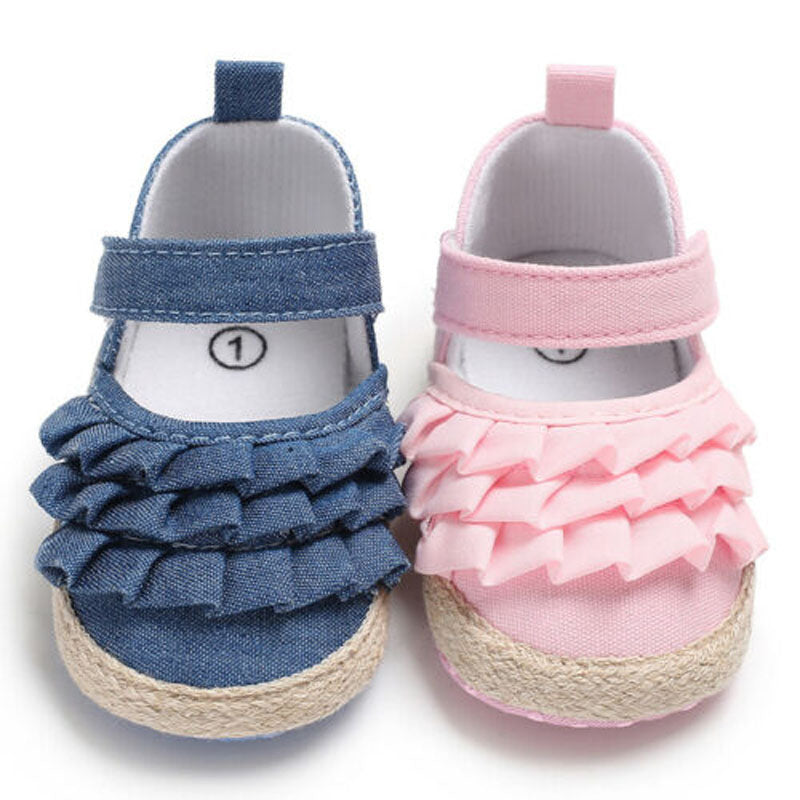 lioraitiin New Fashion Newborn Baby Girl Flowers Soft Crib Shoes Prewalker Anti-slip Sneakers UK NEW