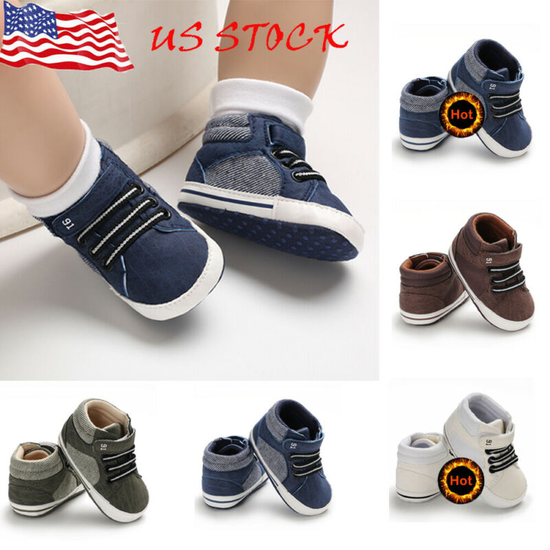 Pudcoco US Stock 0-18M New Baby Boys Girls Sneakers Leather Sports Crib Soft First Walker Shoes First Walkers For 0-18month