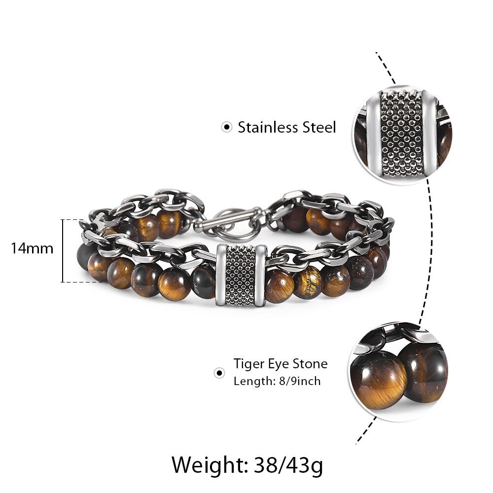 Davieslee Men's Black Beaded Bracelet 2018 Gunmetal Cut Cable Link Chain Stainless Steel Bracelets Male Jewelry Wholesale DDB33