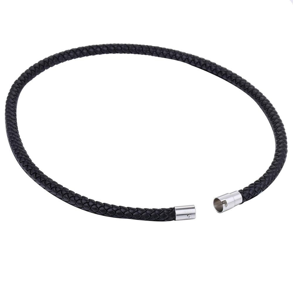 Men's Leather Choker Brown Black Braided Rope Chain Necklace For Men Boys Stainless Steel Clasp Male Jewelry Dropshipping UNM09A