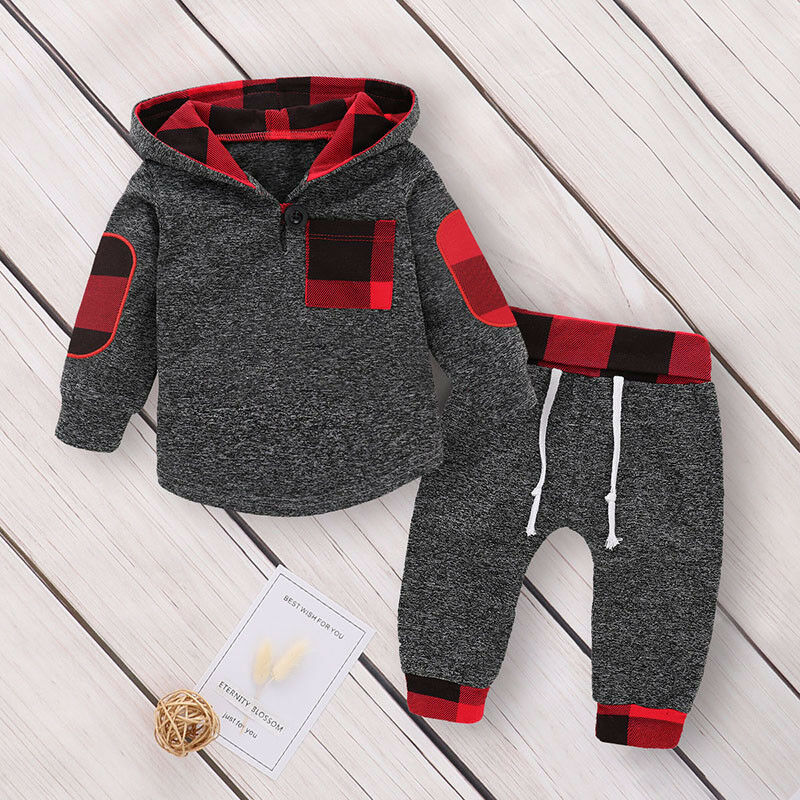 Pudcoco US Stock New Fashion Kid Baby Girls Boys Autumn Clothes Set Warm Hooded Sweatshirt+Pants 2PCS Infant Outfits Clothes Set