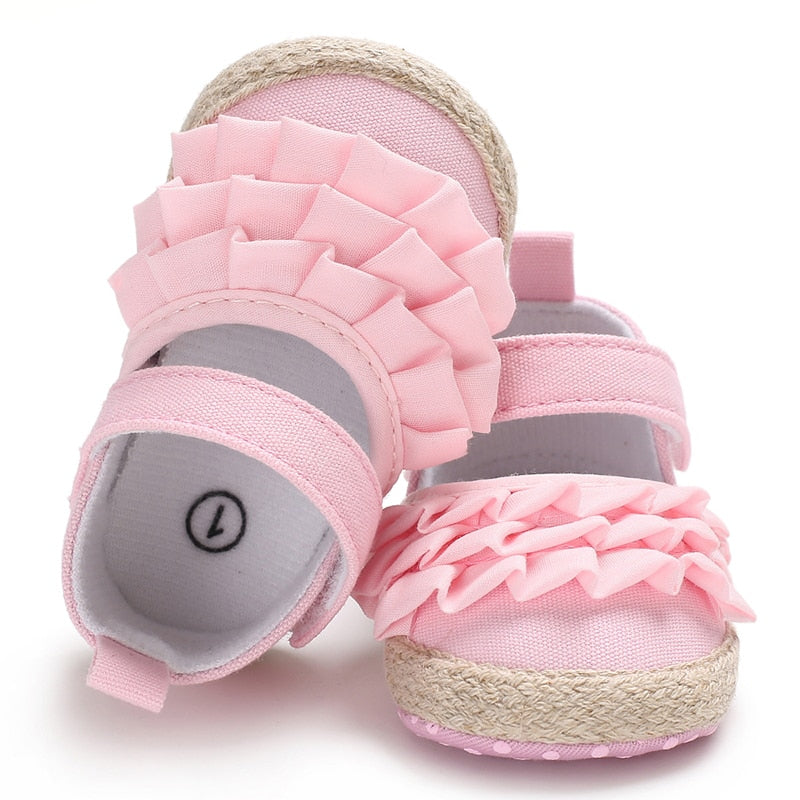 lioraitiin New Fashion Newborn Baby Girl Flowers Soft Crib Shoes Prewalker Anti-slip Sneakers UK NEW