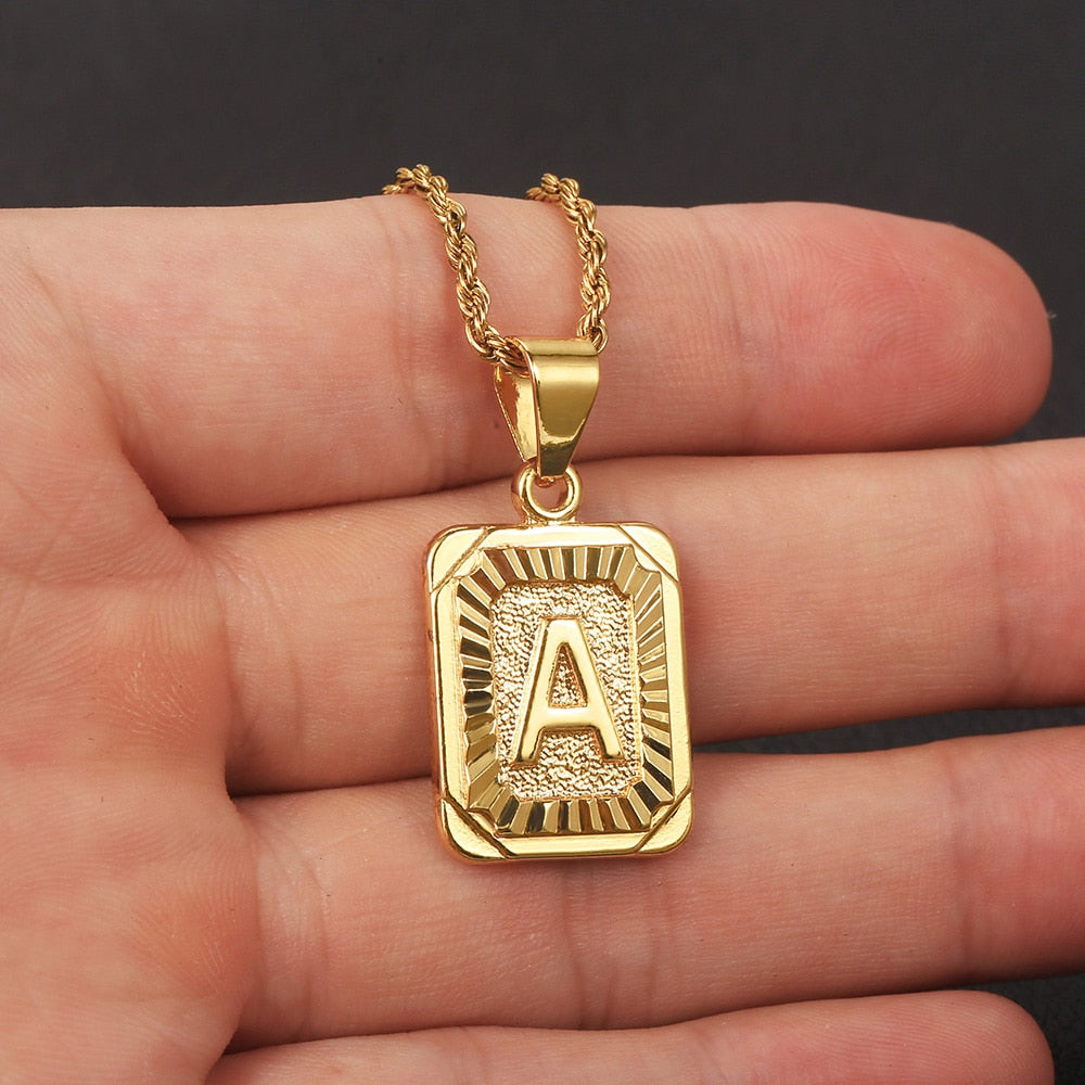 Women Men  A-Z Letter Necklaces Gold Color Initial Name Pendant Rope Chain English Alphabet Couple Jewelry Gift Dropshipping