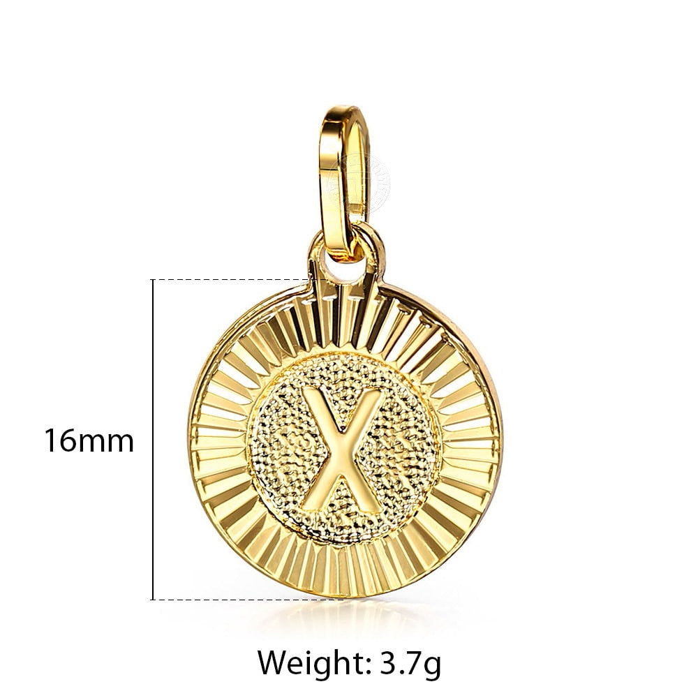 New Initial letter Name Pendant Necklace Gold Color 26 Letters Round Charm for Women Men Wholesale Pendant Jewelry GP418