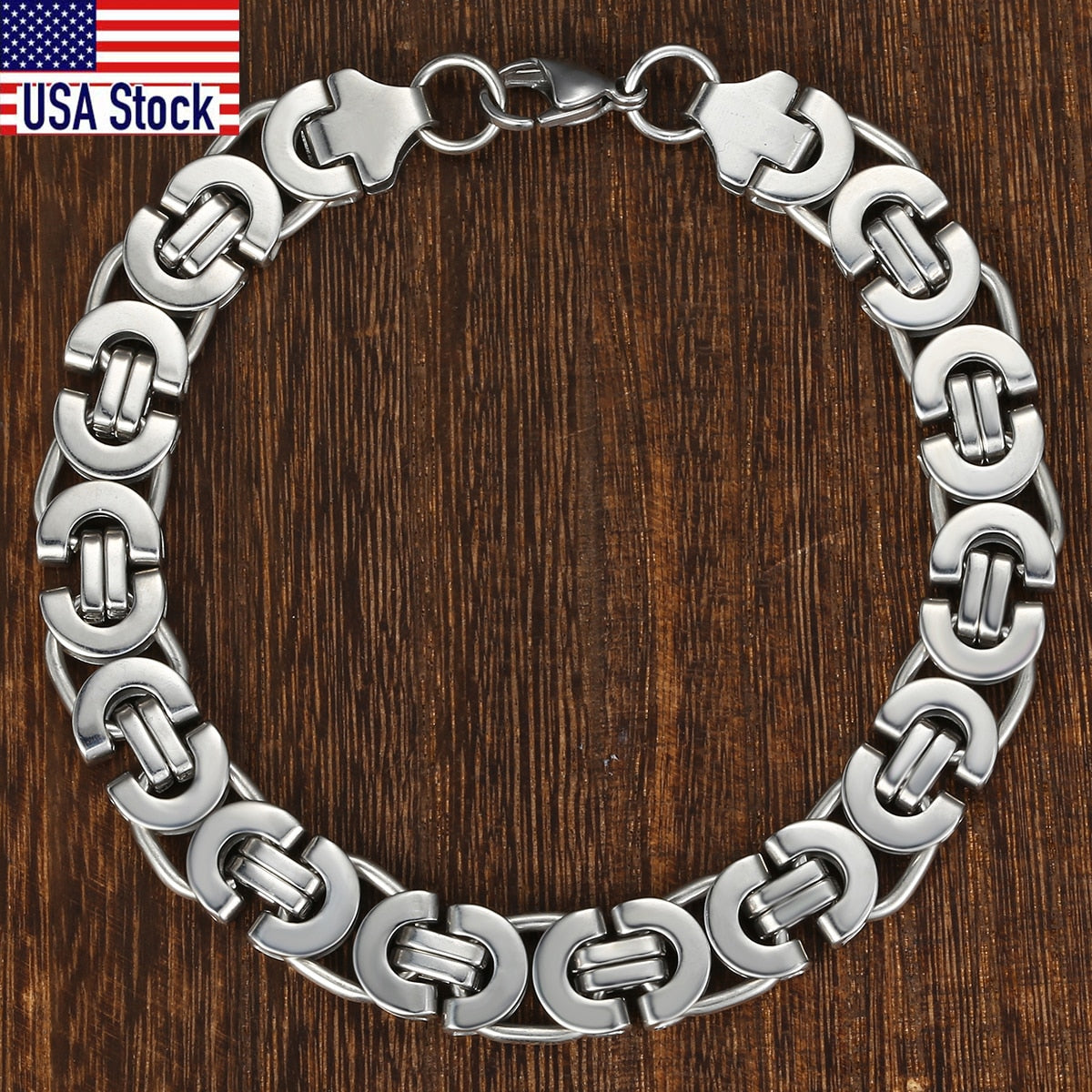 11mm Men Bracelet Silver Color Stainless Steel Flat Byzantine Chain Bracelet For Boys Punk Rock Gothic Male Jewelry KB37