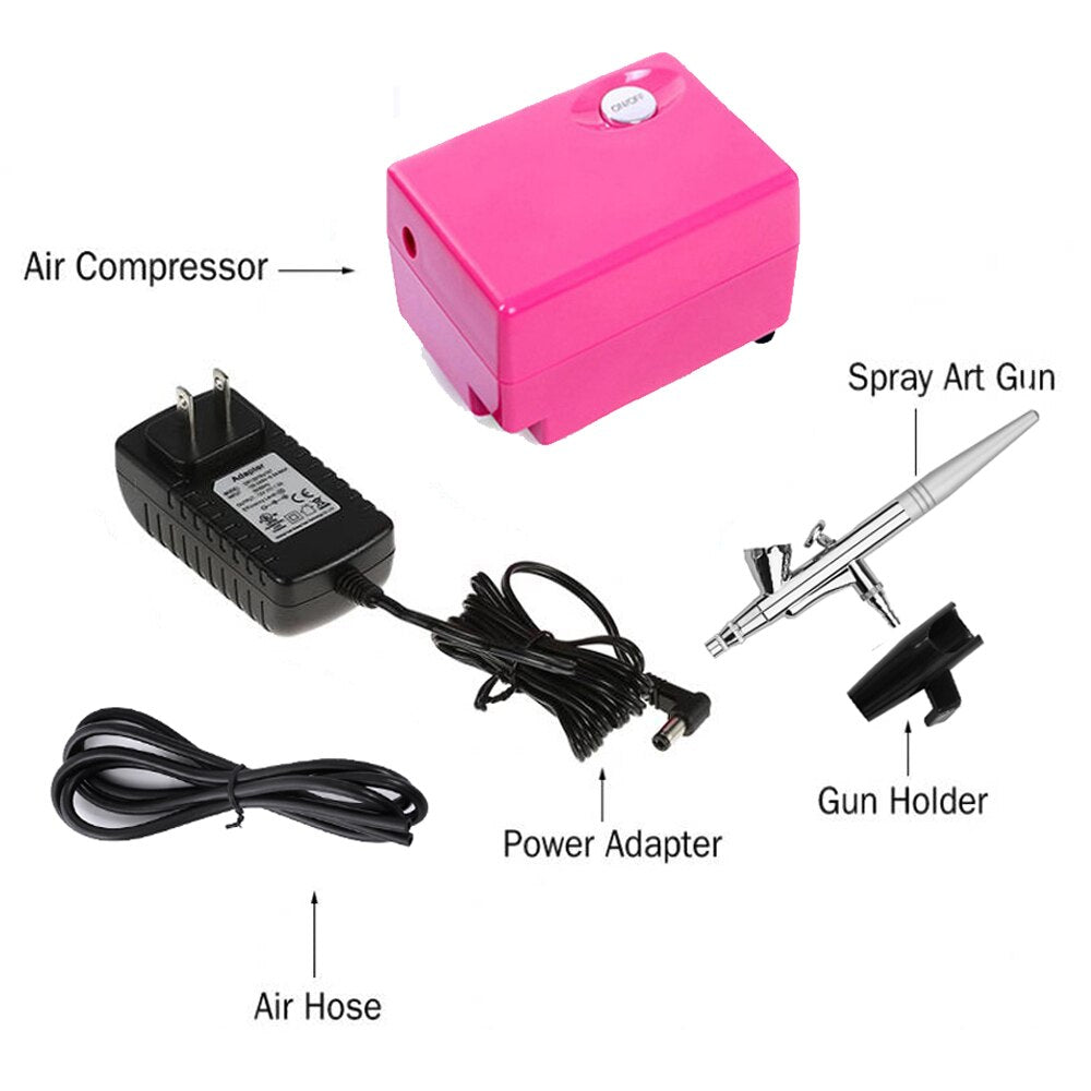 Airbrush With Mini Compressor Air Brush Makeup Kit Single Action Set For Body Paint Makeup Craft Toy Models Airbrush Cake Model