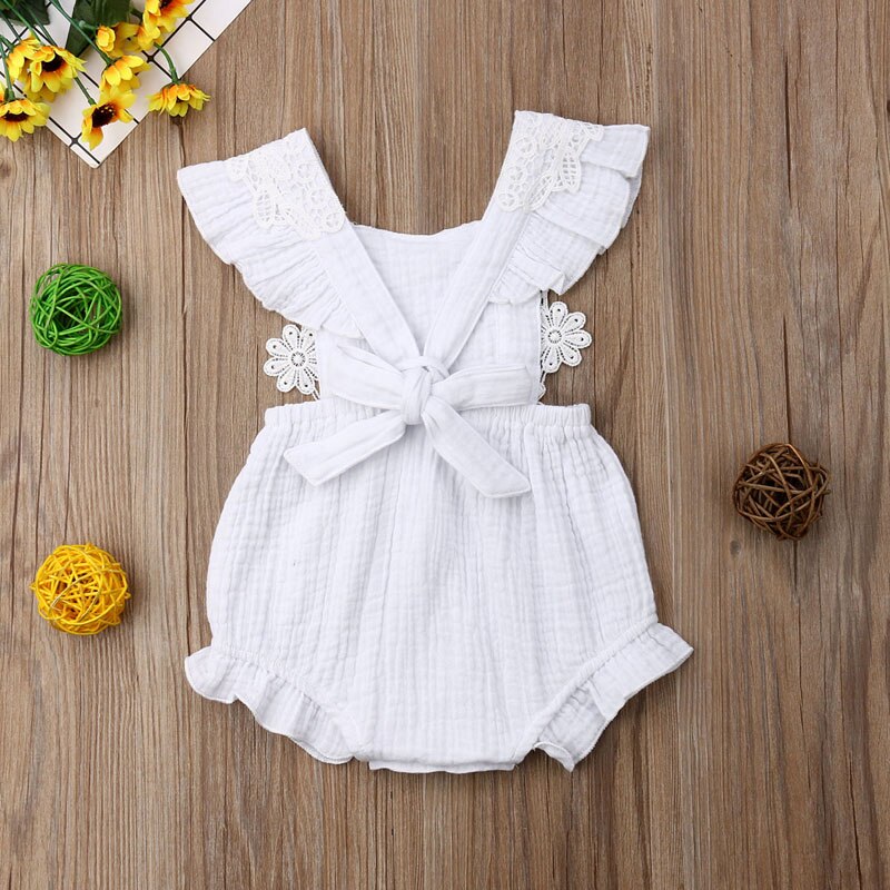 Pudcoco US Stock New Fashion Cute Newborn Kids Baby Girls Ruffle Lace Romper Playsuit Clothes Outfit