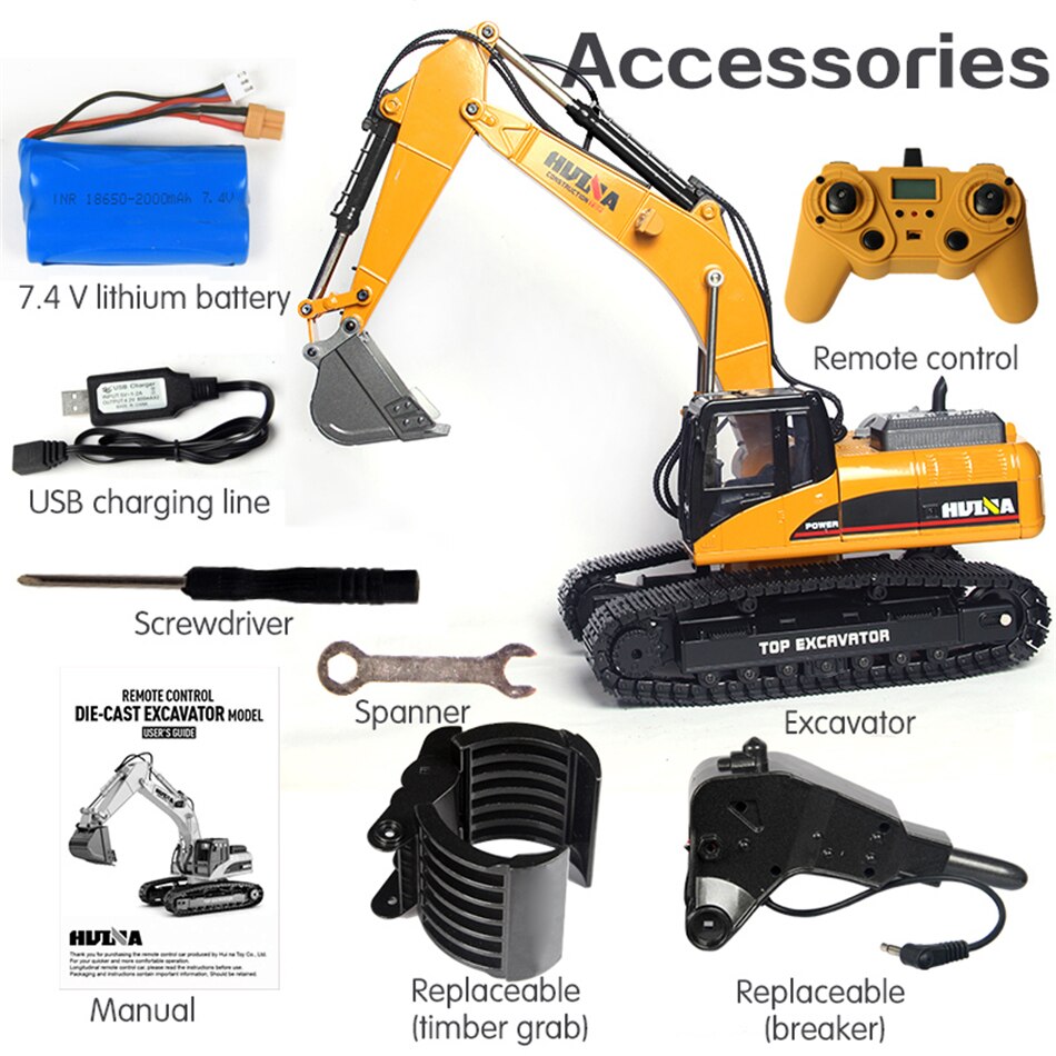 Full Metal Huina 1580 V4 (GUARANTEED TO BE  V4 BIG BUCKET)RC Excavator by Fast Free Express Dropship to EU/US/AU/CA ONLY