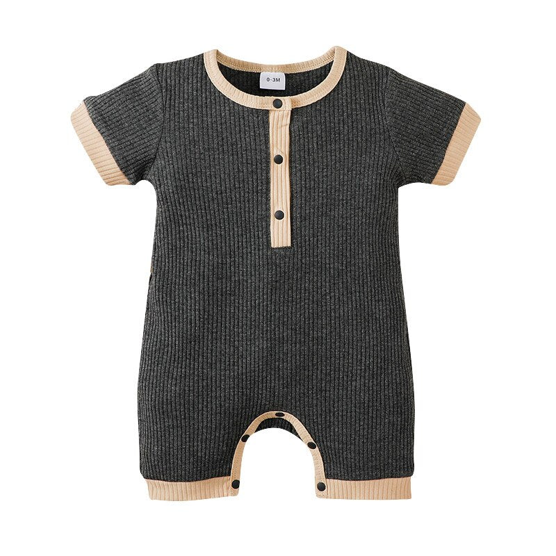 lioraitiin 0-18m Newborn Infant Baby Boy Girl Summer Romper Short Sleeve Cotton Soft Solid Jumpsuit Casual Clothing