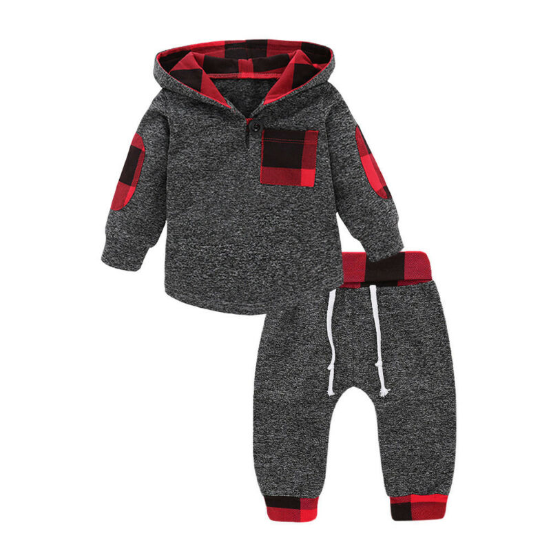 Pudcoco US Stock New Fashion Kid Baby Girls Boys Autumn Clothes Set Warm Hooded Sweatshirt+Pants 2PCS Infant Outfits Clothes Set