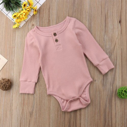 Pudcoco US Stock Newborn Infant Baby Boy Girls Romper Long Sleeve Solid Cotton Jumpsuit Playsuit Clothes Outfits