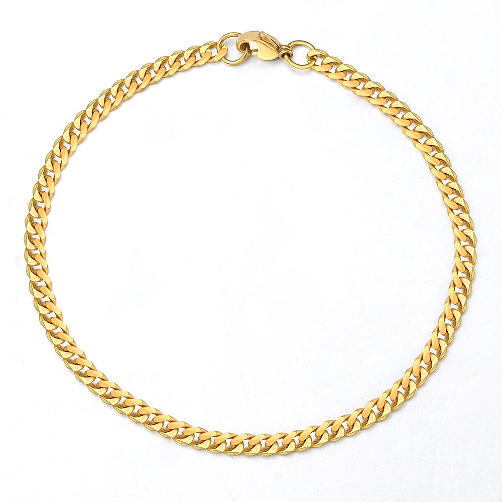 Punk Stainless Steel Bracelets For Men Women Gold Color Silver Color Curb Cuban Link Chain Wristband Miami Jewelry Gifts