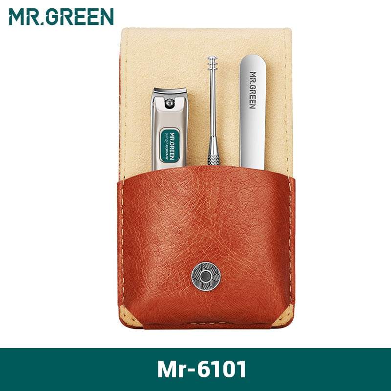 MR.GREEN Portable Manicure Set Pedicure kit Stainless Steel Nail Clippers Tool Travel Grooming Case Gift Box Nail Scissors set