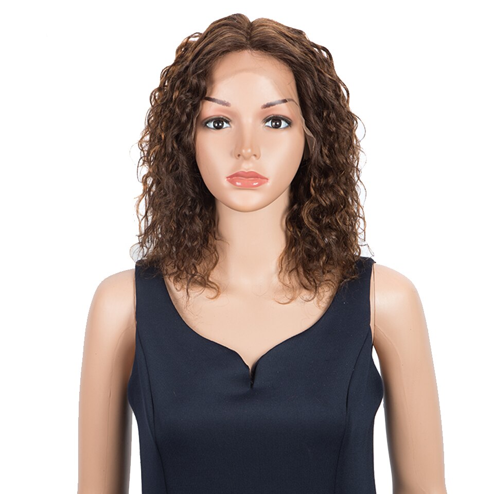 Trueme Curly Lace Front Human Hair Wigs Short Bob Brown Lace Front Wig For Women Colored Brazilian Water Wave Lace Human Wig