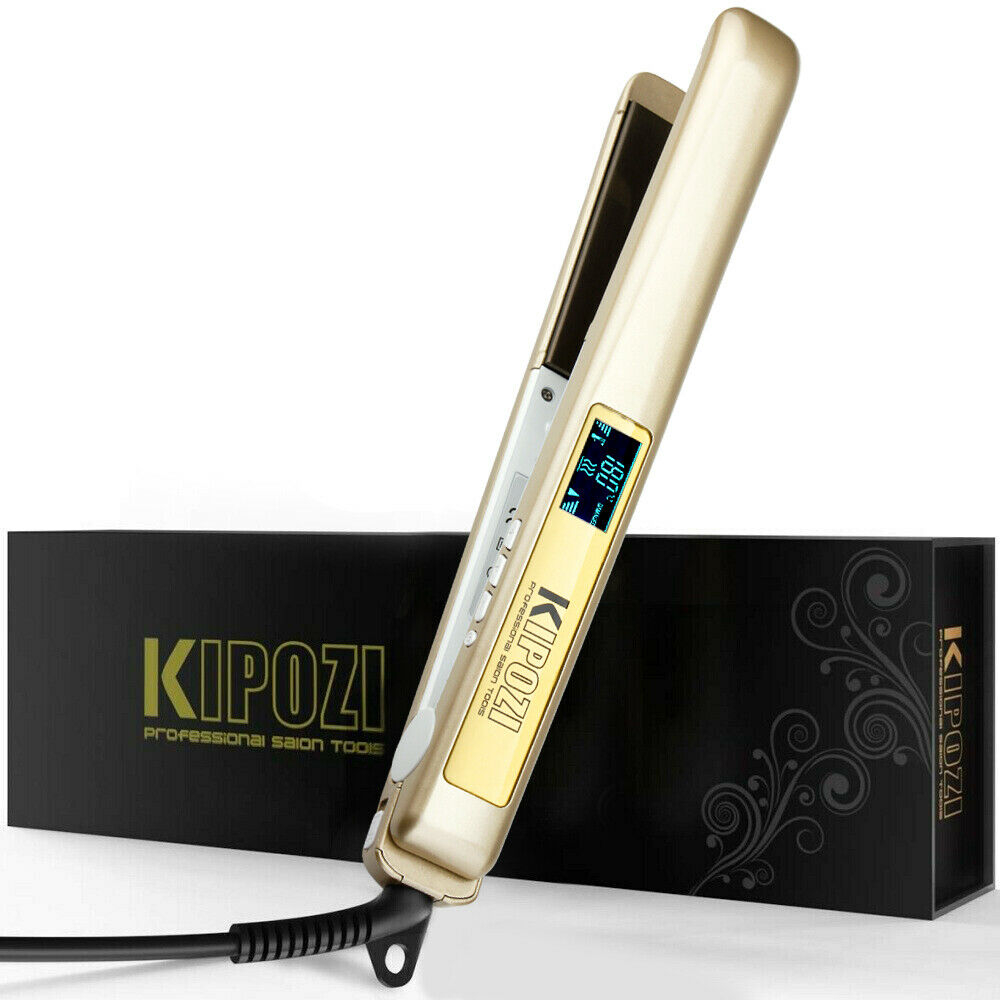 KIPOZI Hair Straightener Professional Hair Tool LCD Display 2 In 1 Hair Iron Dual Voltage Adjustbale Temperature Hair Curler