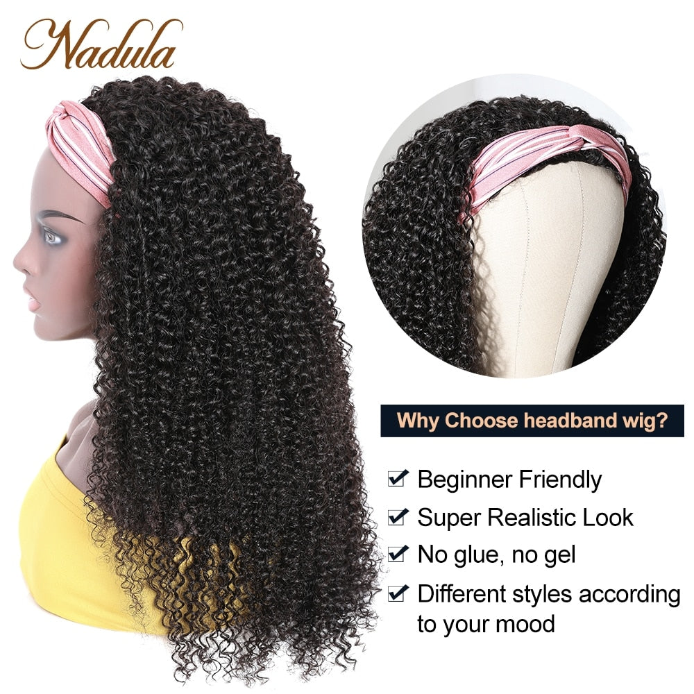 Kinky Curly Half Wig 12&quot;-26inch Long Human Hair Wig For Black Women Nadula Kinky Curly Headband Wig Affordable Natural Hair Wig