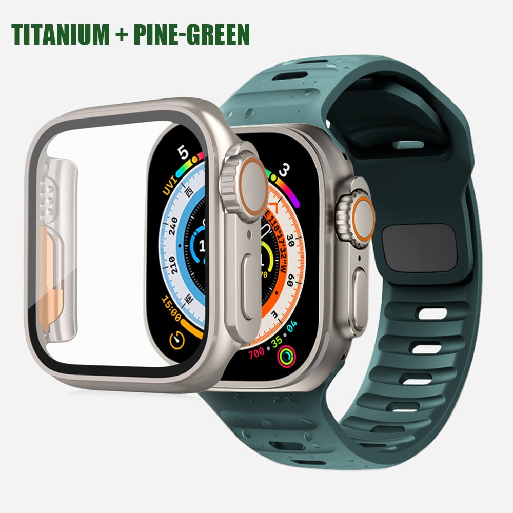 Change To Ultra 49mm Case&Band For  Apple Watch 8 7 45 41mm Silicone Sport Strap Iwatch 6 5 4 3Se 44 40 42 38mm Protection Cover