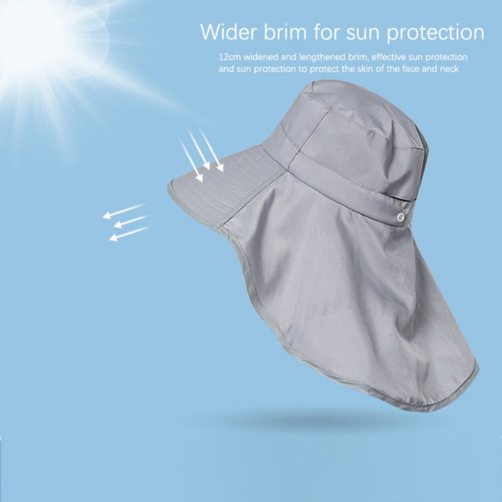 Outdoor Fishing Bucket Hat Sun Protection Shawl Adjustable Chin Strap For Hiking Garden Beach