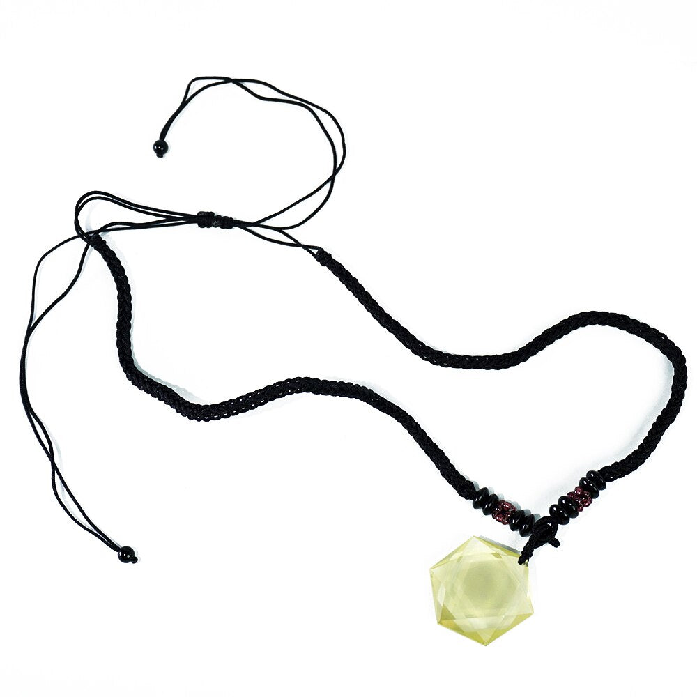 Natural Yellow Citrine Hexagram Six Pendant Citrine Gemstone Clear Bead Necklace 25mm Drop Shipping AAAAAA