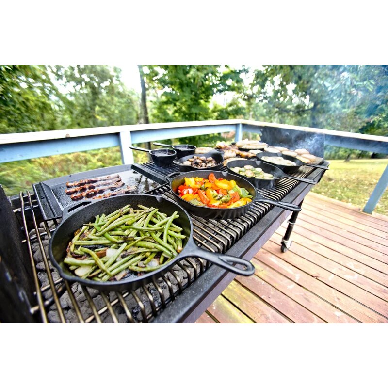 Lodge Cast Iron Seasoned 5-Piece Set with Skillet, Griddle &amp; Dutch Oven cookware set non stick  cooking pot