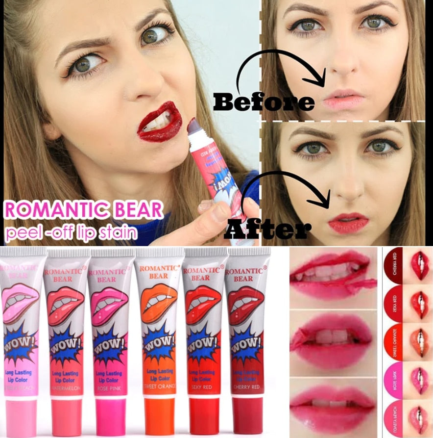 24pcs Lip Tint Peel off Set Red Lip Stain Long Lasting Waterproof Lipstick Lip Gloss Sets for Women Tear-off Colored Matte Lip