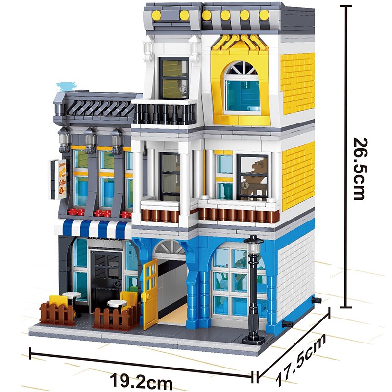 GULOGULO City Street View Building Blocks CAFE Shop Garden Hotel Restaurant Store Architecture Bricks Model Toy Gift For Kid