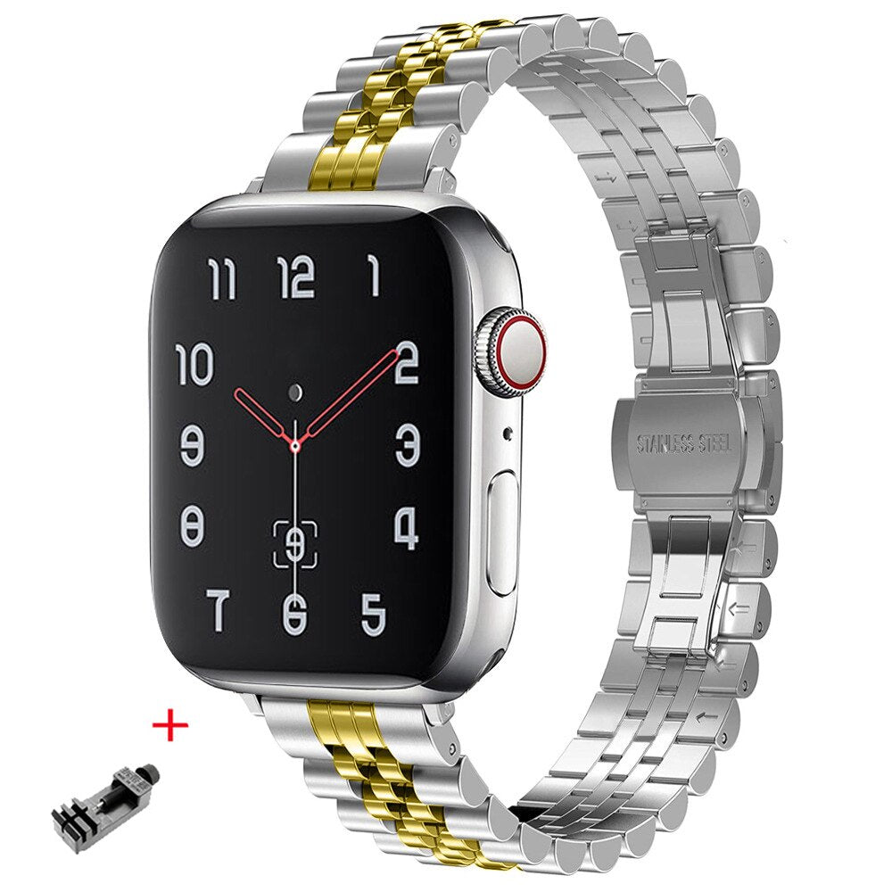 Women Stainless Steel Band For Apple Watch Series 8 7 6 5 se 4 3 2 38 40mm 42 41mm Slim Bracelet For iWatch Ultra 49mm 44mm 45mm