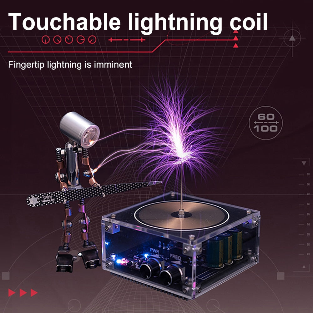 Tesla Coil Bluetooth-compatible Music Touchable Artificial Lightning Spark Toy Frequency Voltage Pulse Electric Arc Generator