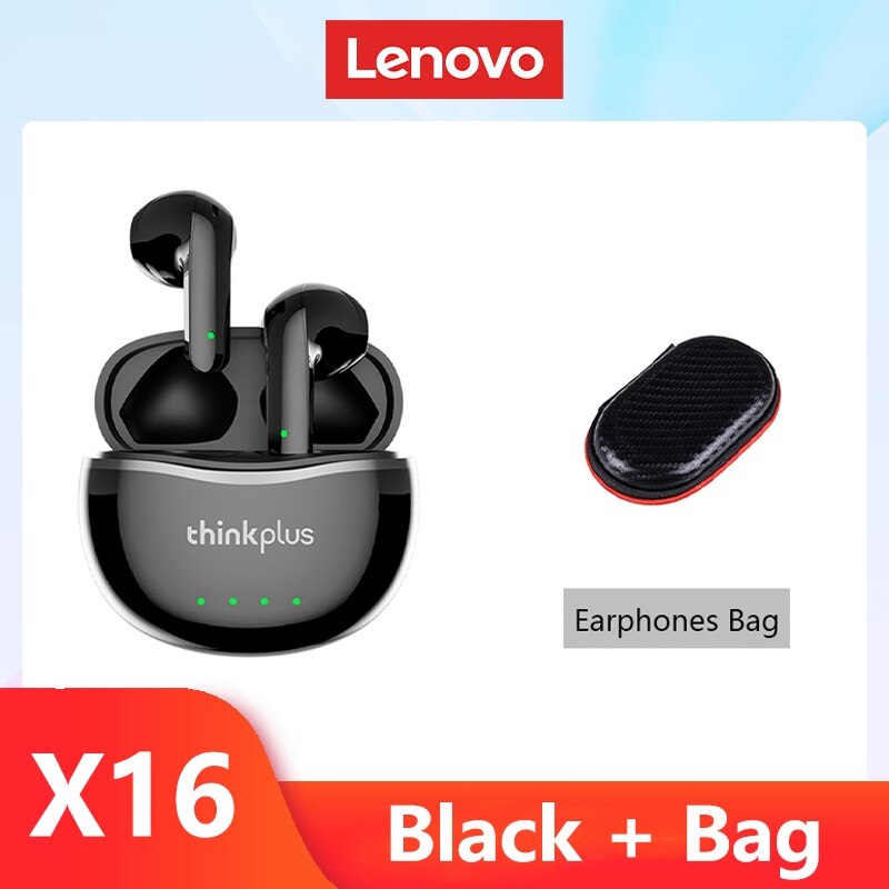 Lenovo X16 Earphones Bluetooth 5.2 TWS Wireless Earbuds Stereo Sports Headphones Dual HD Microphone Gaming Headset Music Earbuds