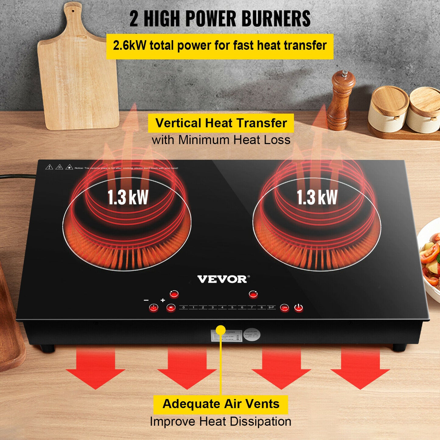 VEVOR 2/4/5 Burners Electric Induction Cooktop Stove Hob Built-in Burner Cooker Sensor Touch Control Magnetic Cooker Hot Plate